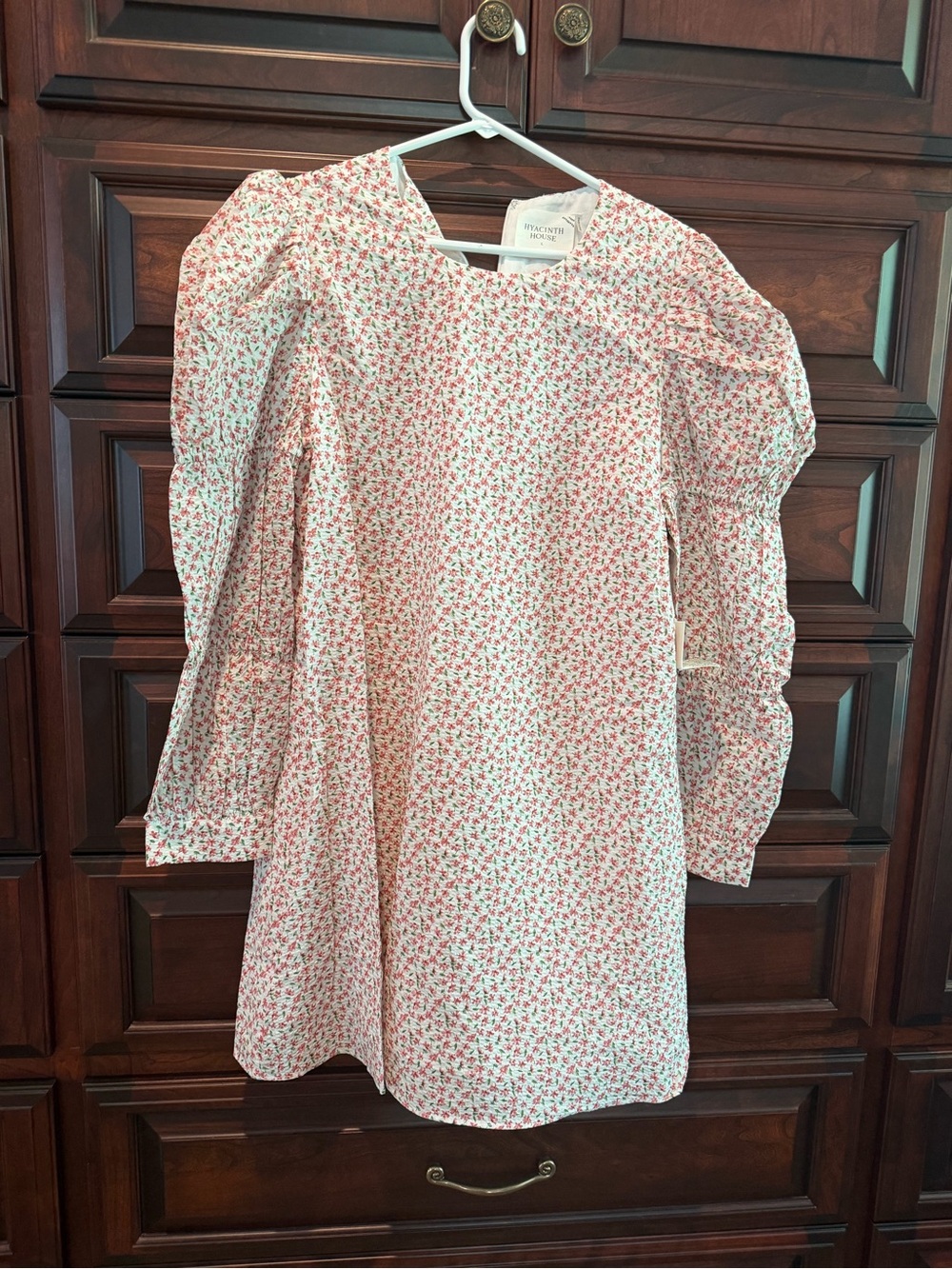 Tiny Floral Puff-Sleeve Casual Dress - Pink